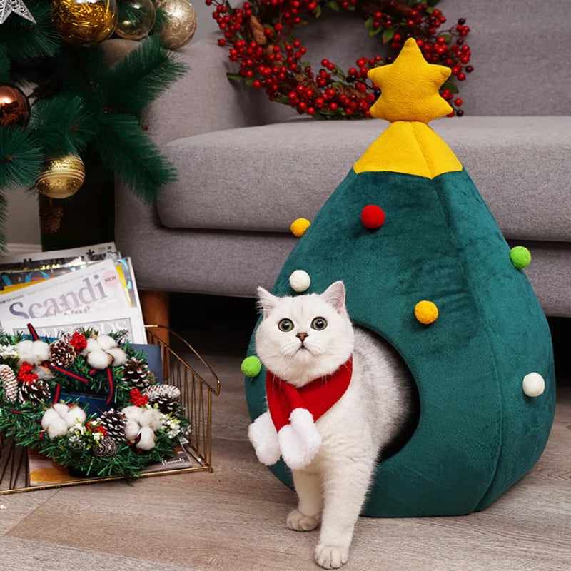 Christmas Tree Shape Pet Cave Bed