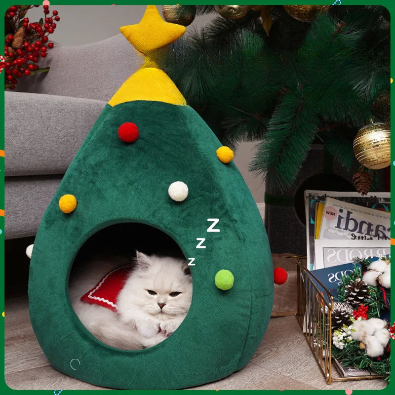 Christmas Tree Shape Pet Cave Bed