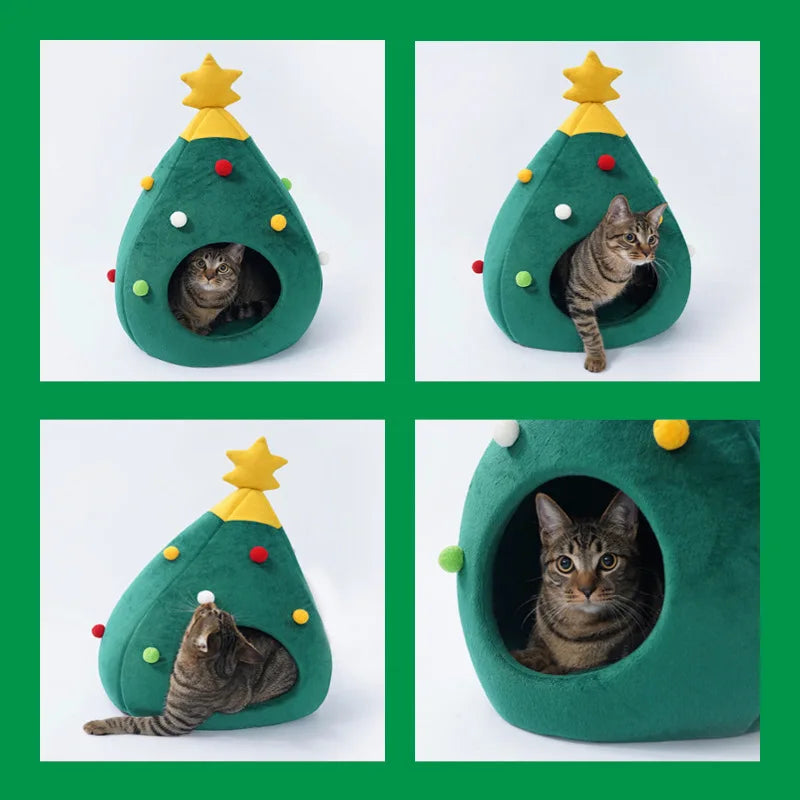 Christmas Tree Shape Pet Cave Bed